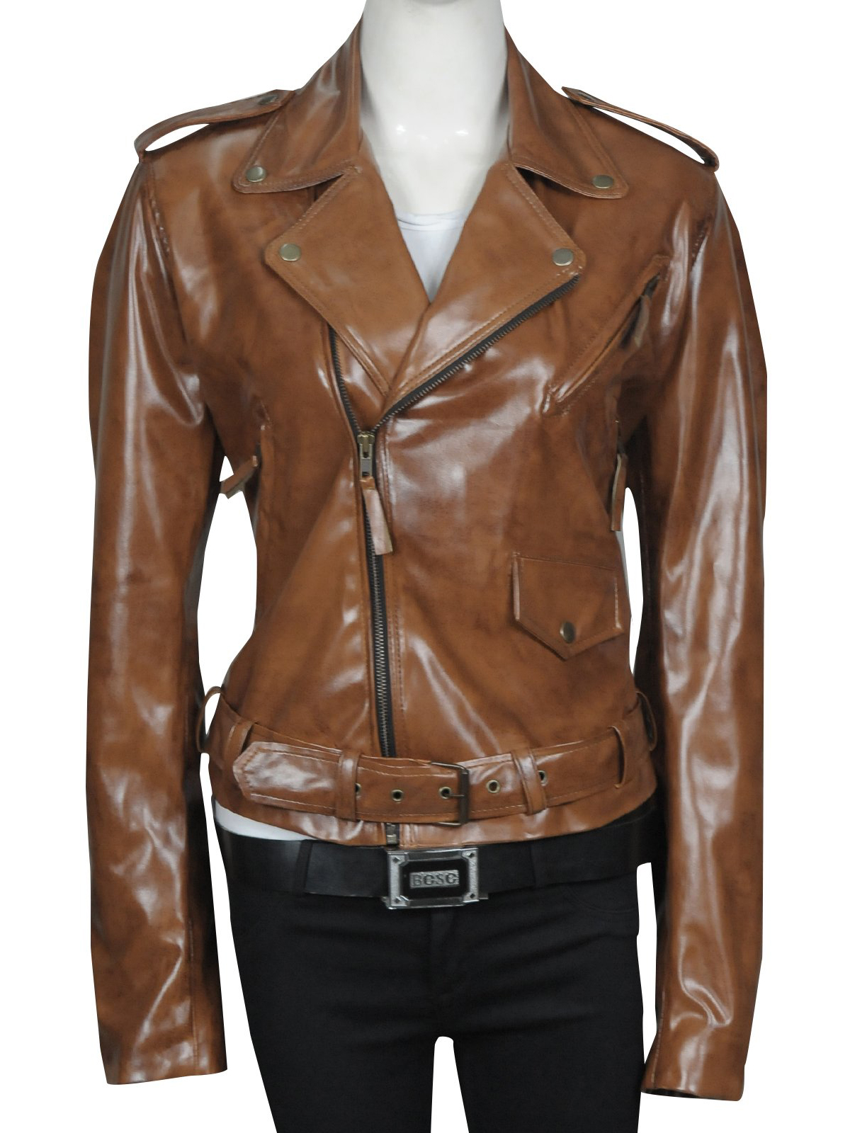 Kim Kardashian Brown leather Jacket