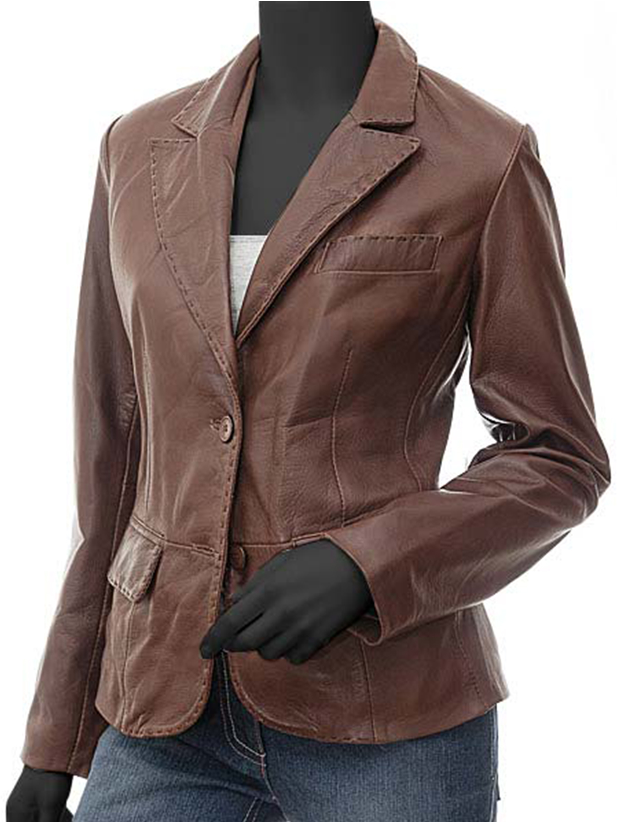 Iconic Brown Womens Leather Blazer Jacket