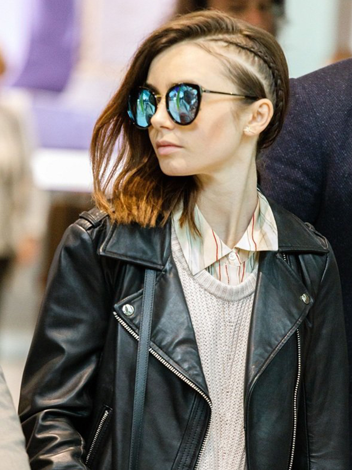 Lily Collins Brando Leather Jacket