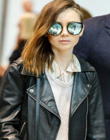 Lily Collins Brando Leather Jacket