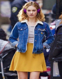 Lily James Baby Driver Blue Jacket
