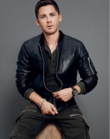 Logan Lerman Bomber Black Leather Jacket