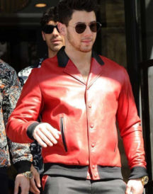 London Visit Nick Jonas Red Real Jacket