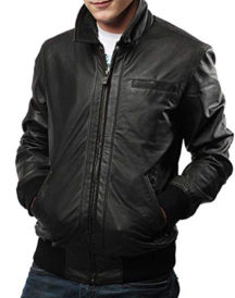 MEN’S SLIM FIT BIKER BLACK CASUAL LEATHER JACKET