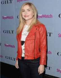 Maddie Hasson Red Leather Jacket