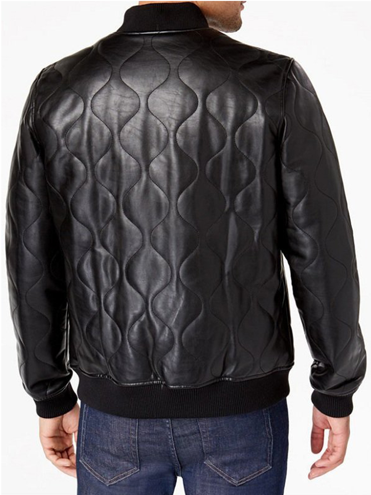 Men’s Quilted Design Bomber Leather Jacket
