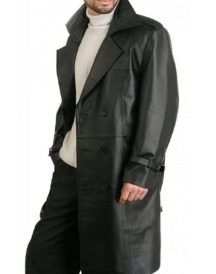 Men Double Breasted Black Leather coat