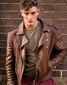 Men Quilted Leather Jacket