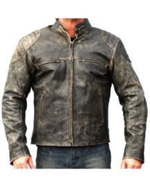 Mens Biker Distressed Hooligan Jacket
