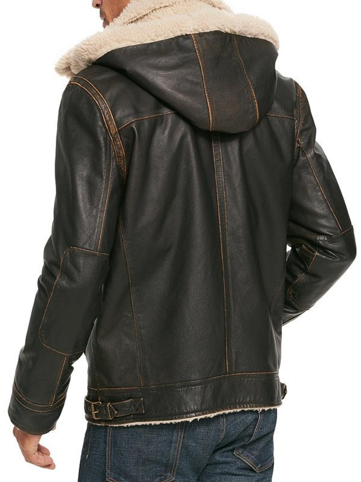 Mens Bomber Flying Aviator Waxed Leather Jacket