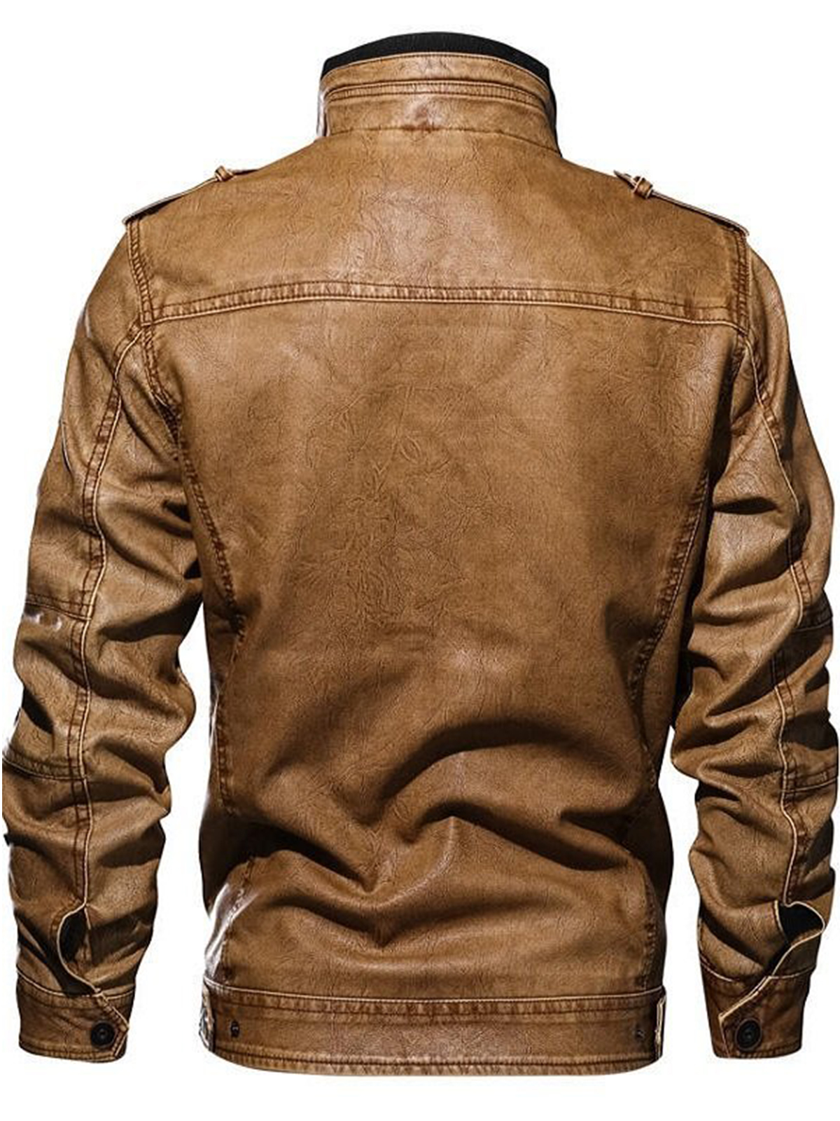 Mens Fashion Biker Stand Collar Faux Jacket