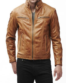 Men’s Slim Fit Biker Tan Jacket