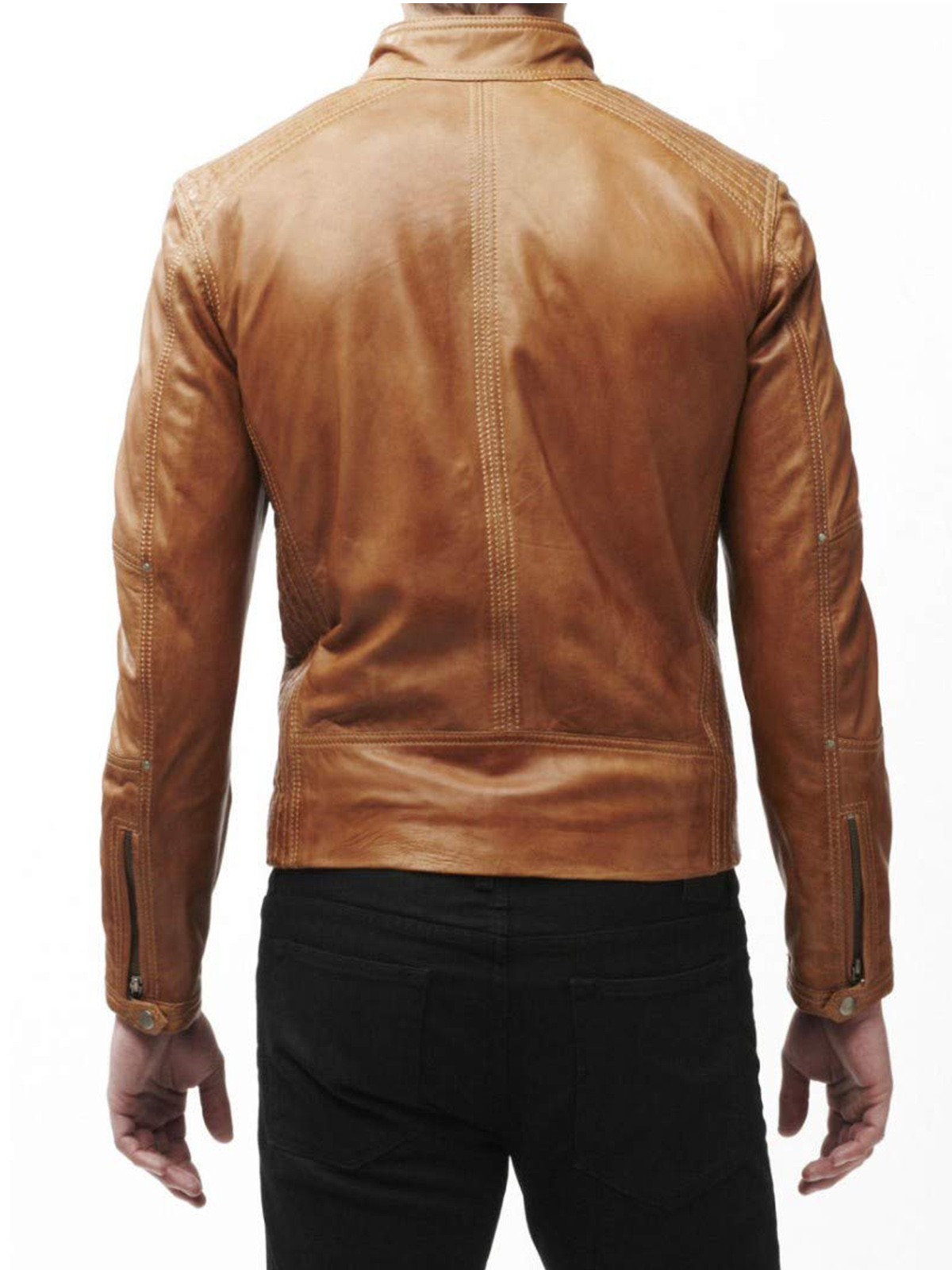 Men’s Slim Fit Biker Tan Jacket