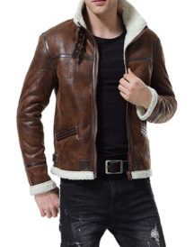 Men’s Vintage Distressed Brown Fur Jacket