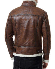 Men’s Vintage Distressed Brown Fur Leather Jacket