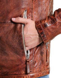 Men’s Vintage Style Biker Distressed Brown Jacket