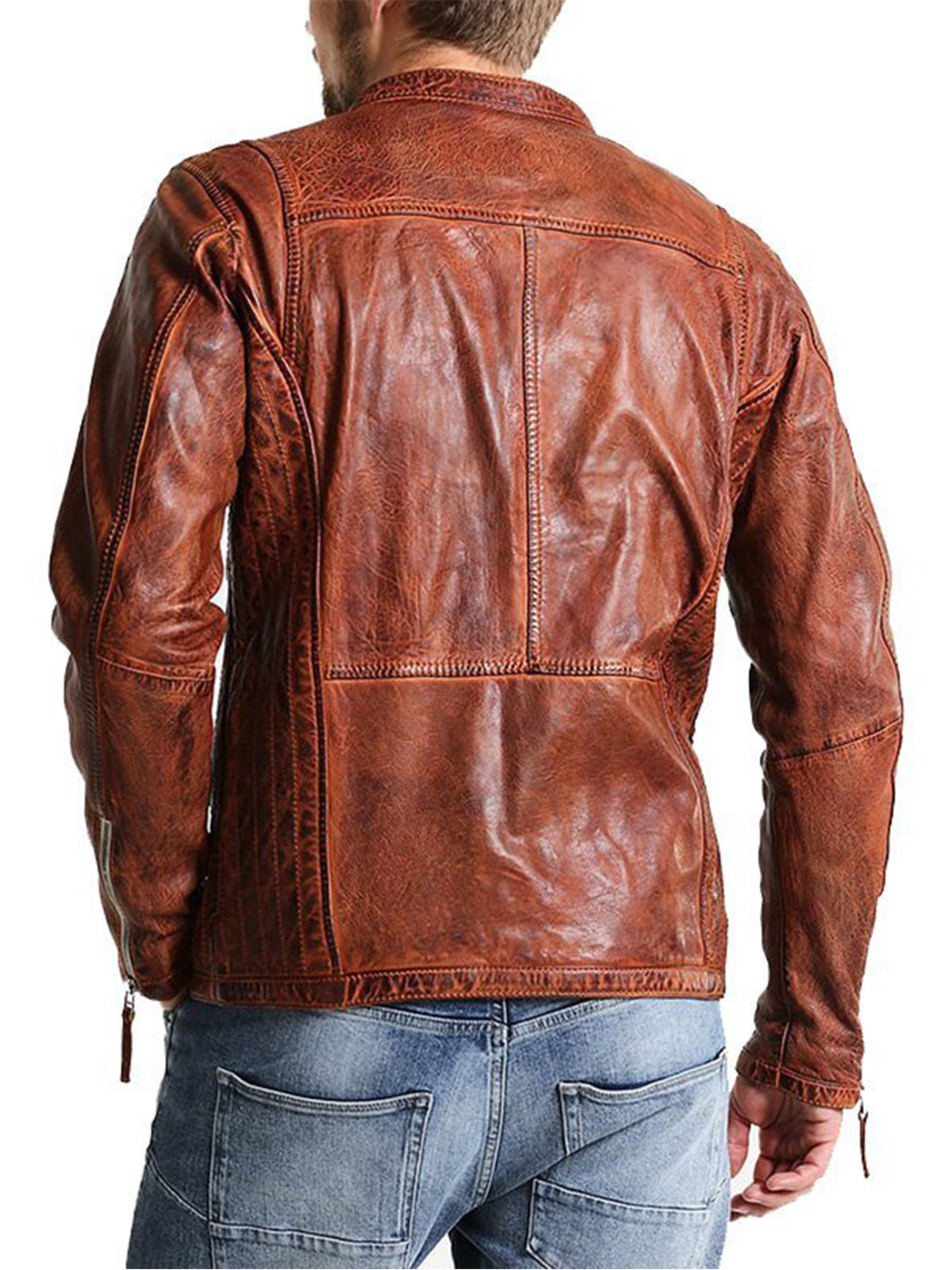 Men’s Vintage Style Biker Distressed Jacket