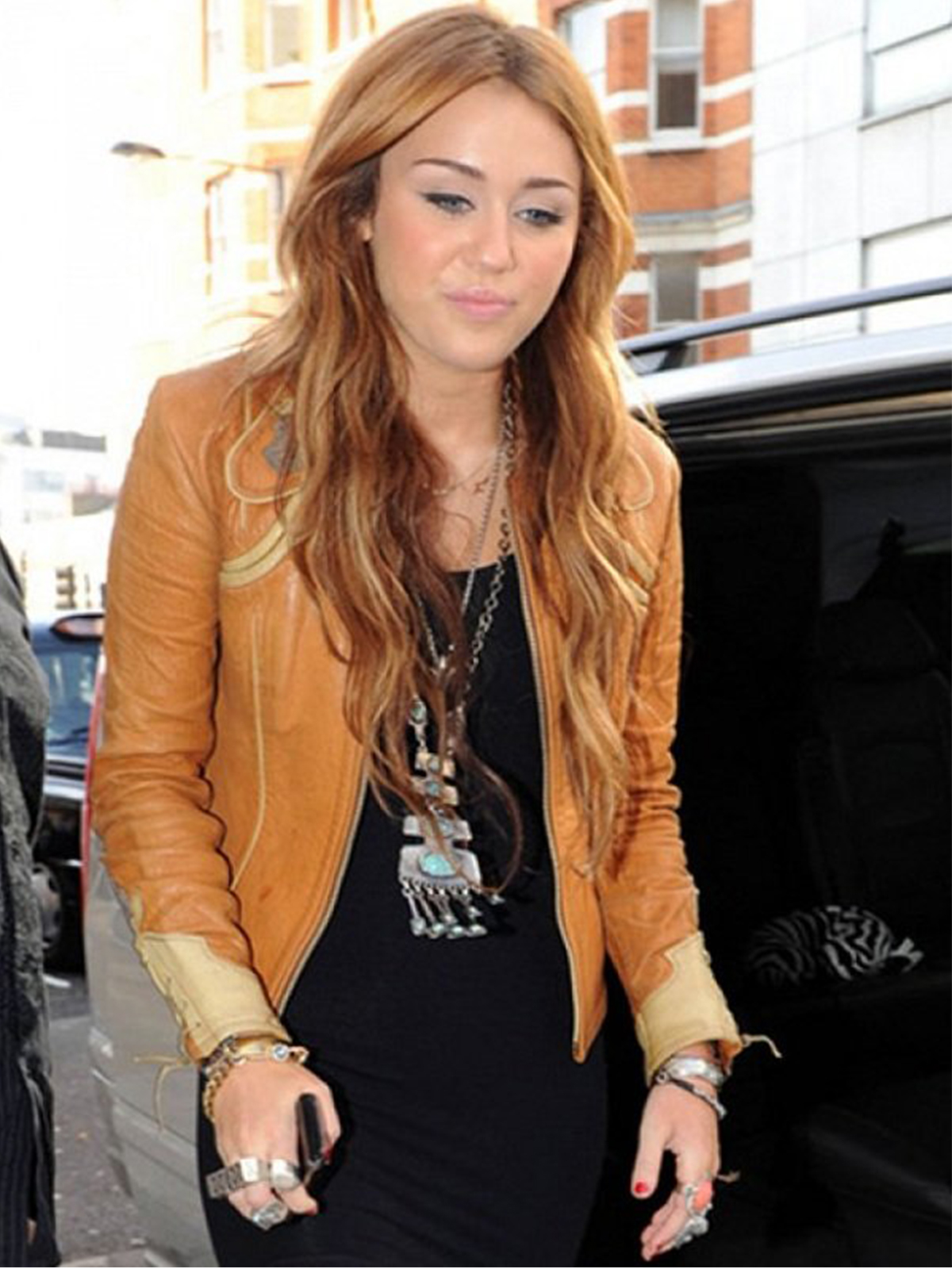 Miley Cyrus Beauty Brown Leather Jacket