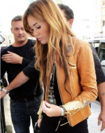 Miley Cyrus Beauty Brown Leather Jacket