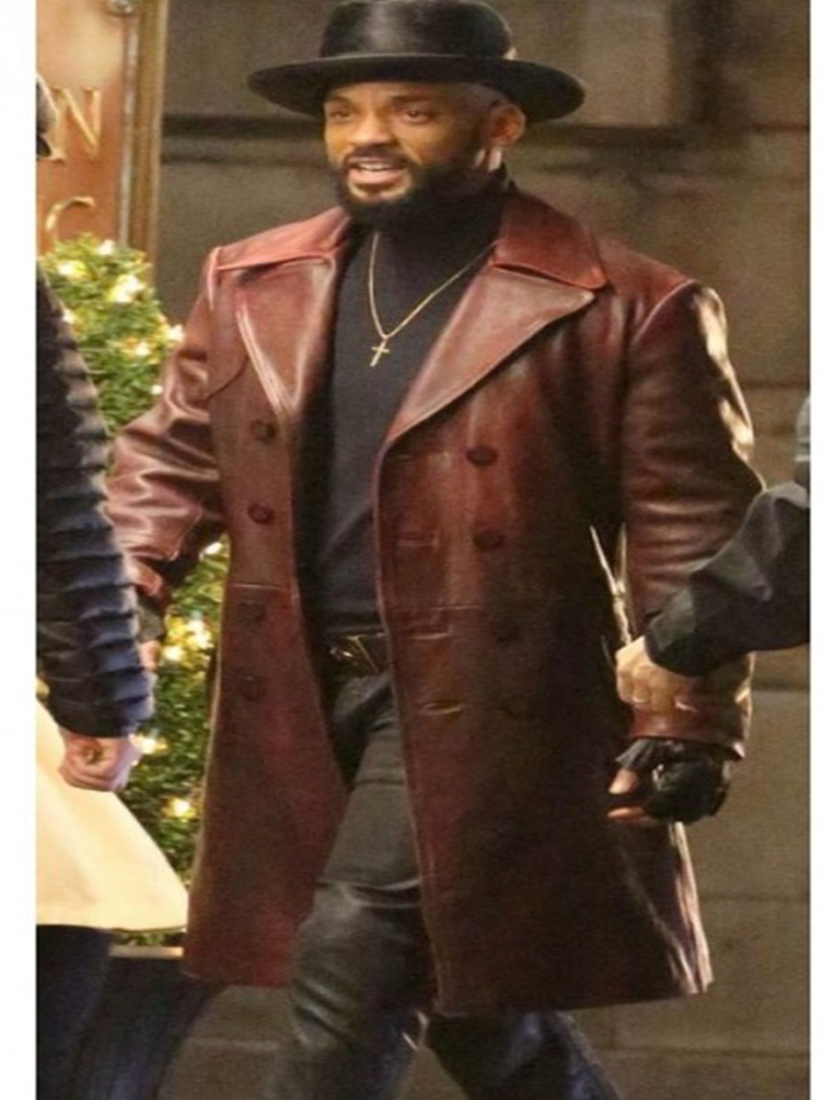 Suicide Squad Will Smith Maroon Leather Coat