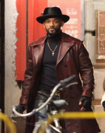 Suicide Squad Will Smith Maroon Leather Coat