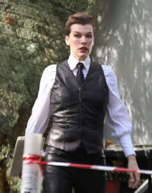 Milla Jovovich Brown Leather Vest