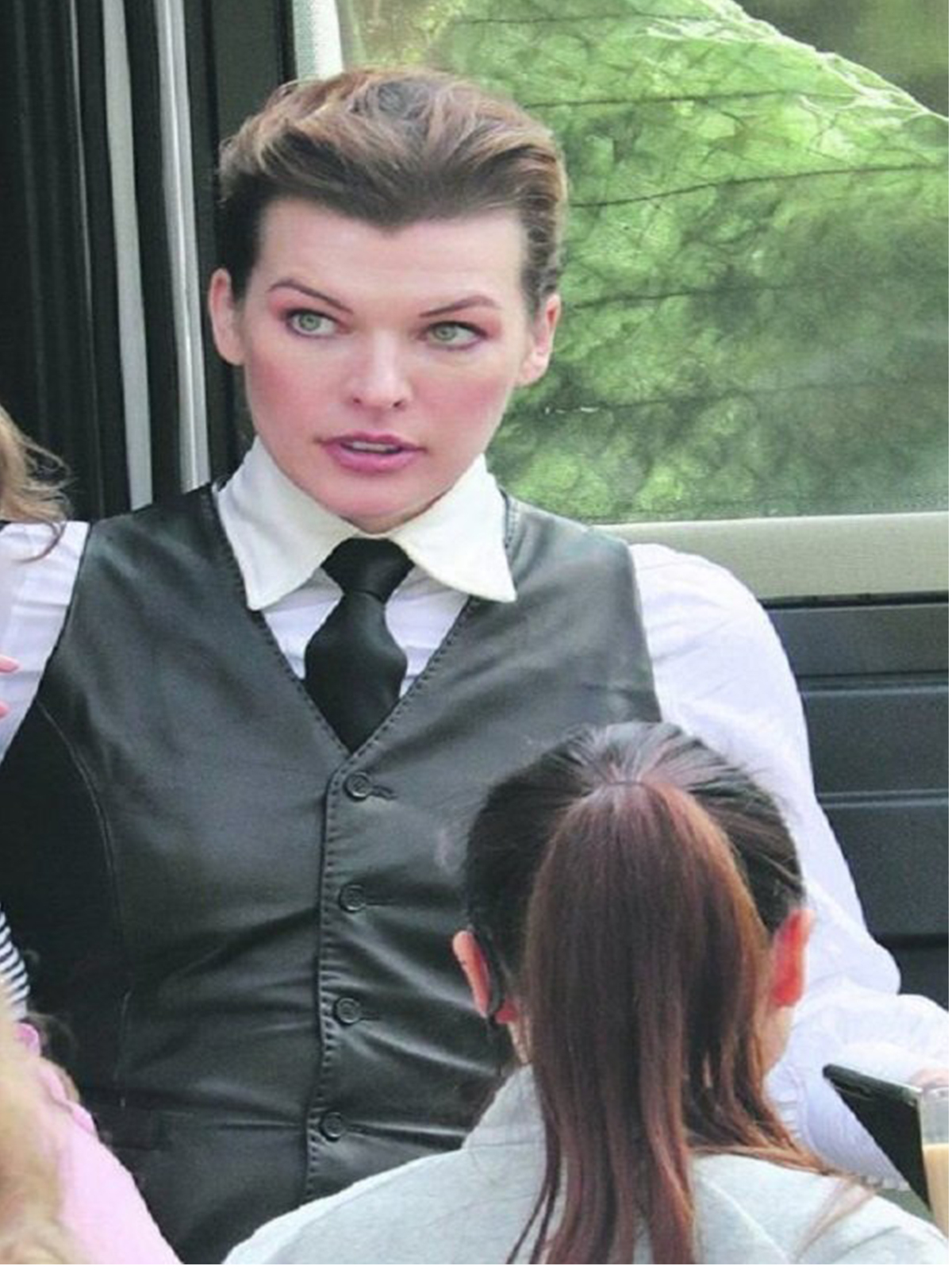 Milla Jovovich Brown Leather Vest