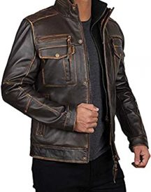 Moffit Dark Brown Genuine Leather Motorcycle Jacket