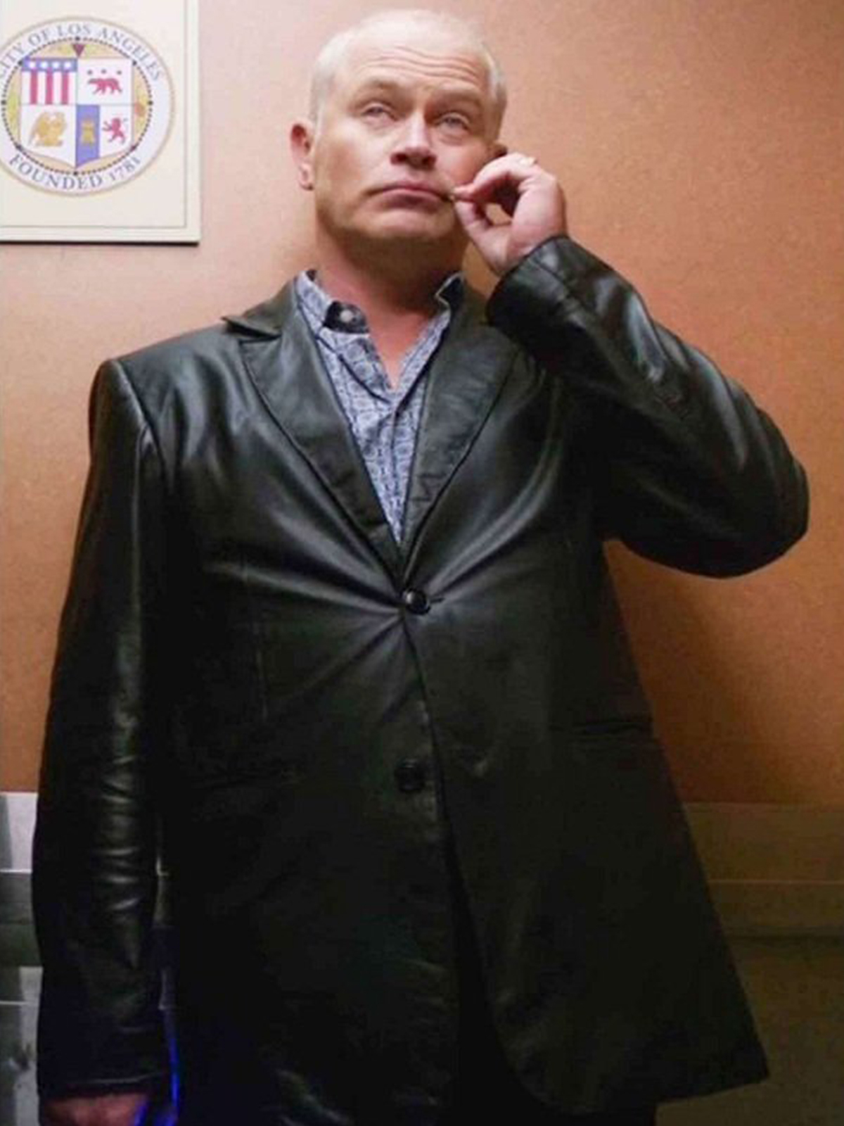 Neal McDonough Black Leather Blazer