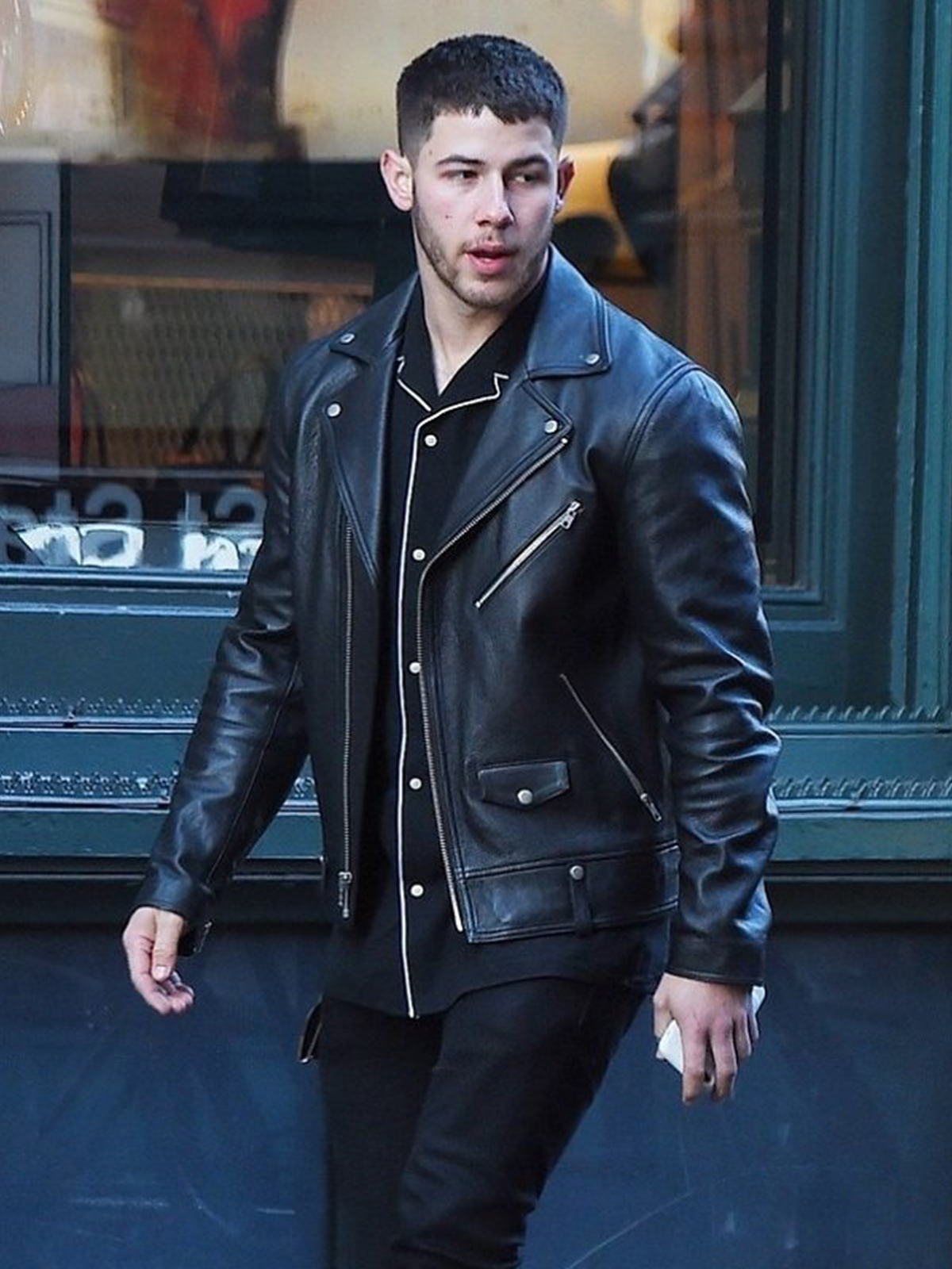 Nick Jonas Black Leather Jacket