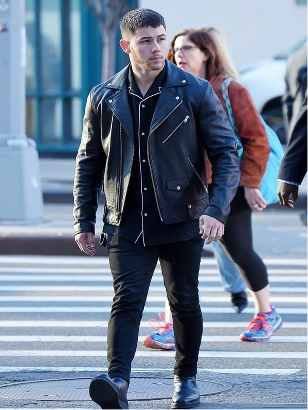 Nick Jonas Black Leather Jacket