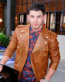 Nick Jonas Motorcycle Brown Leather Jacket