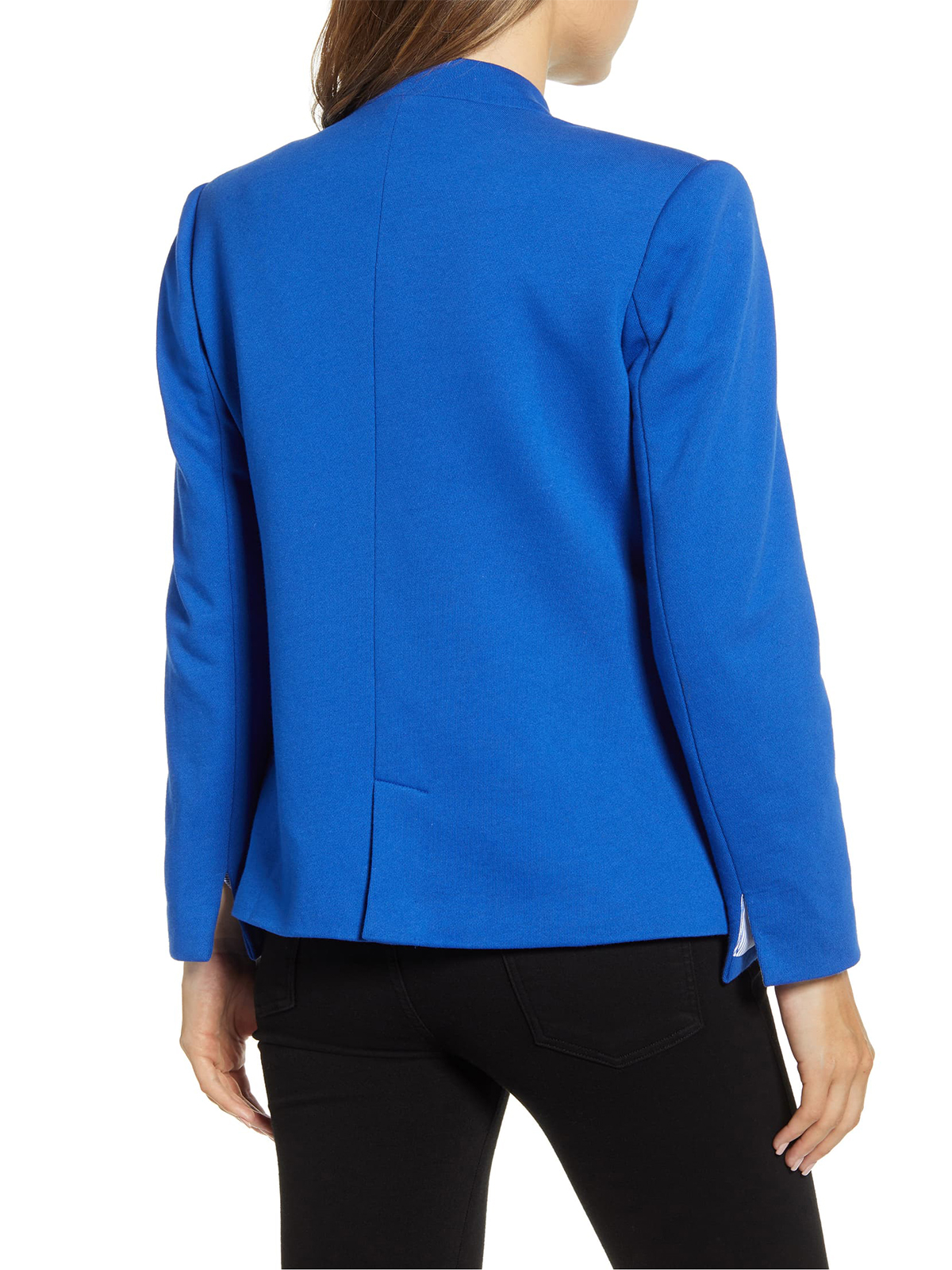 Notch Collar Cotton Blend Blazer