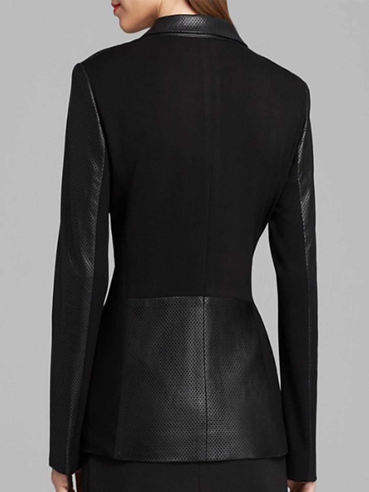 Notch Collar Perforated Black Blazer