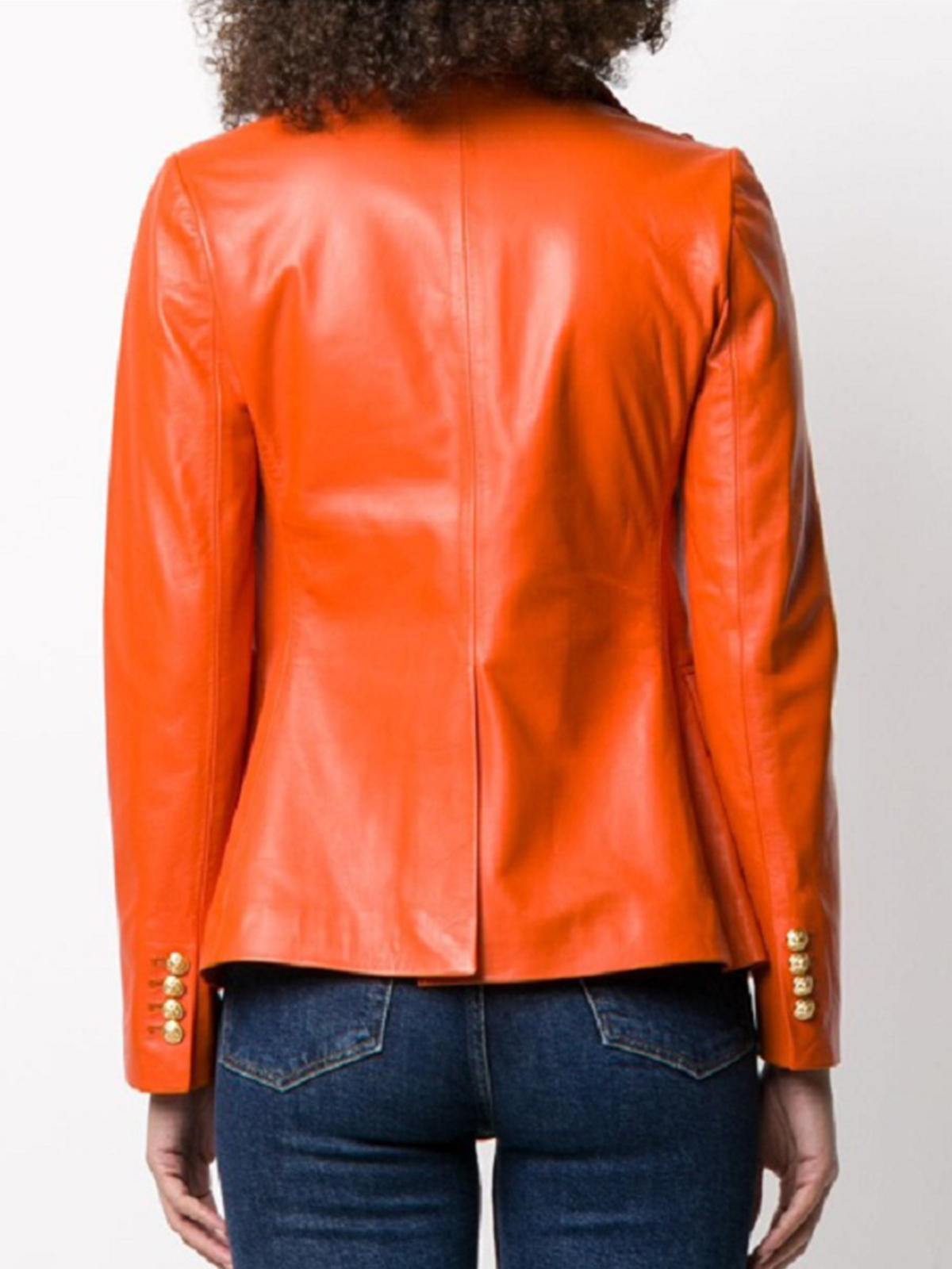 Orange Lambskin Breasted Blazer