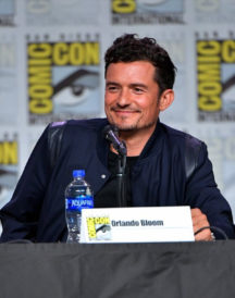 Orlando Bloom Navy Blue Jacket at Comic Con for Carnival Row