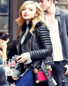 Peyton List Biker Leather Jacket