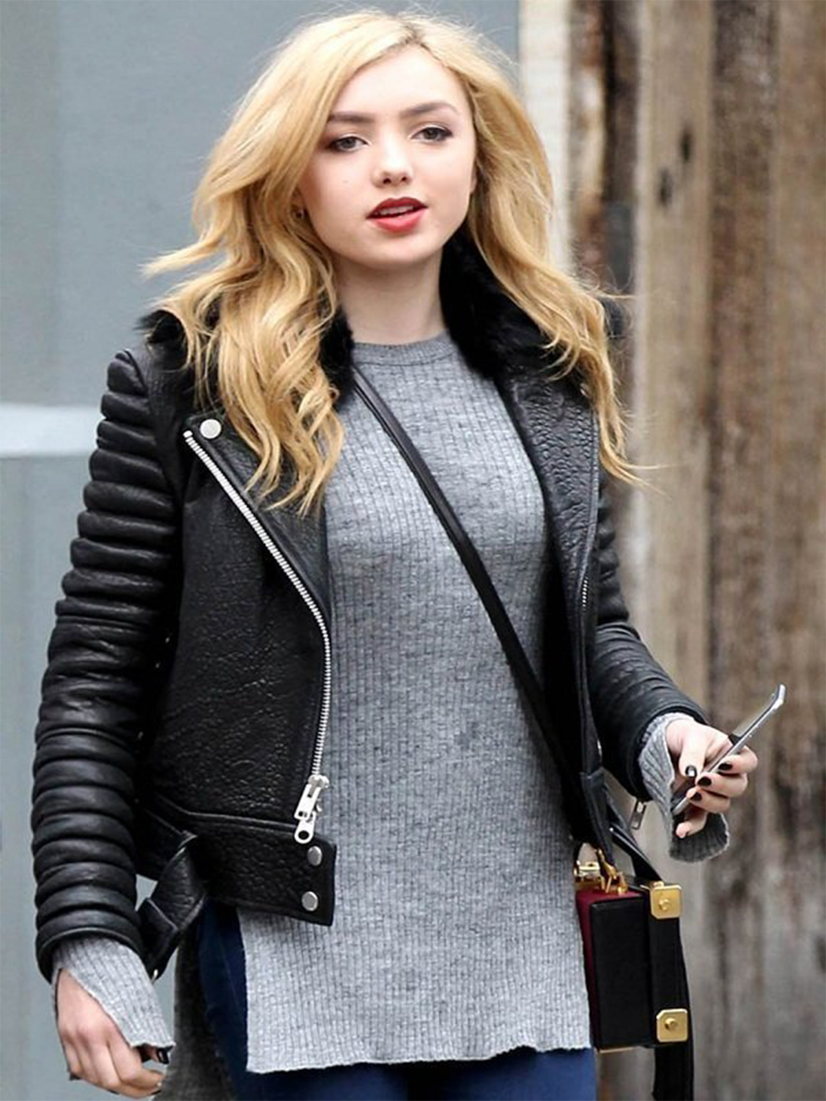 Peyton List Biker Leather Jacket