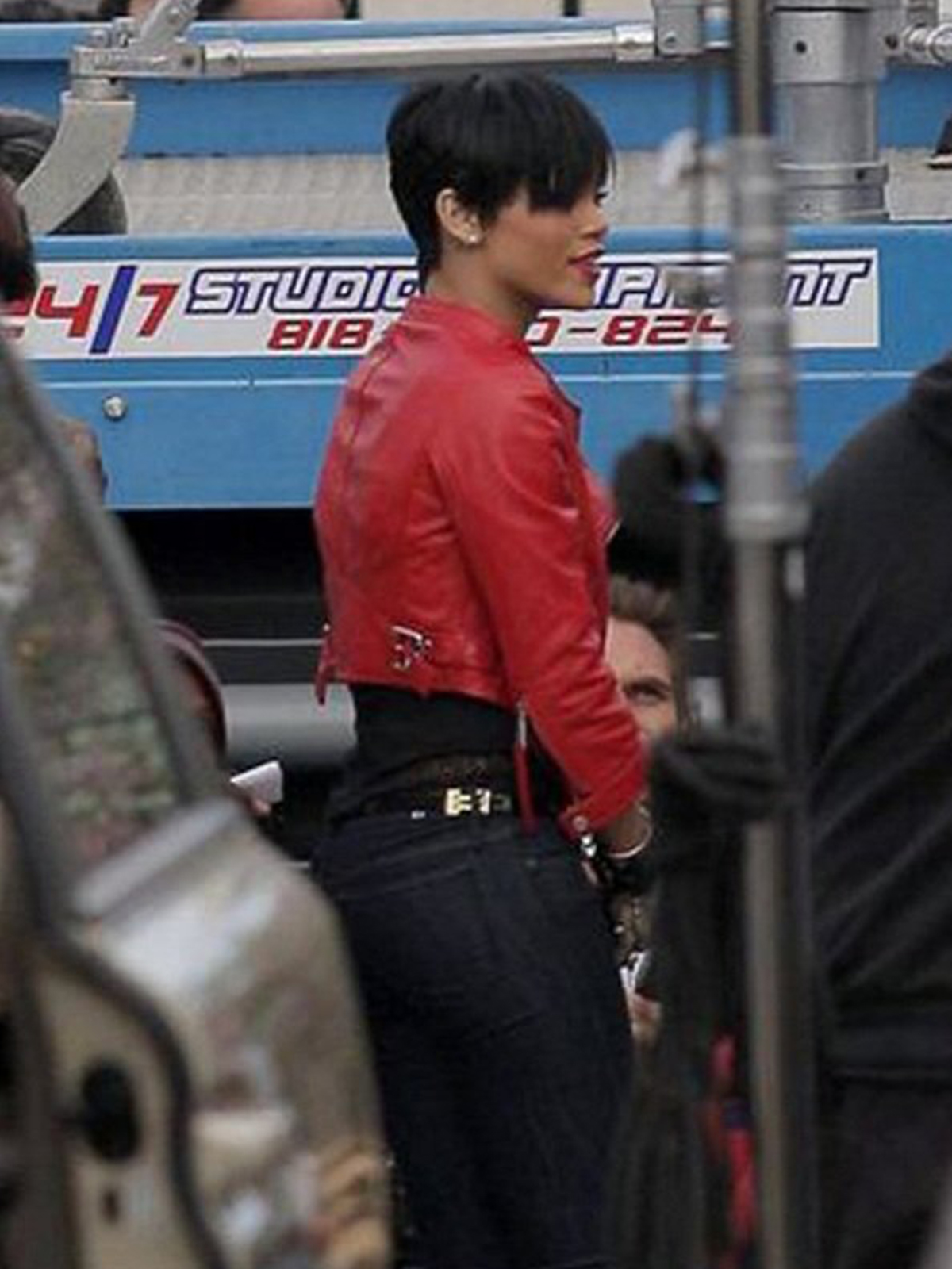 Rihanna Red Leather Jacket