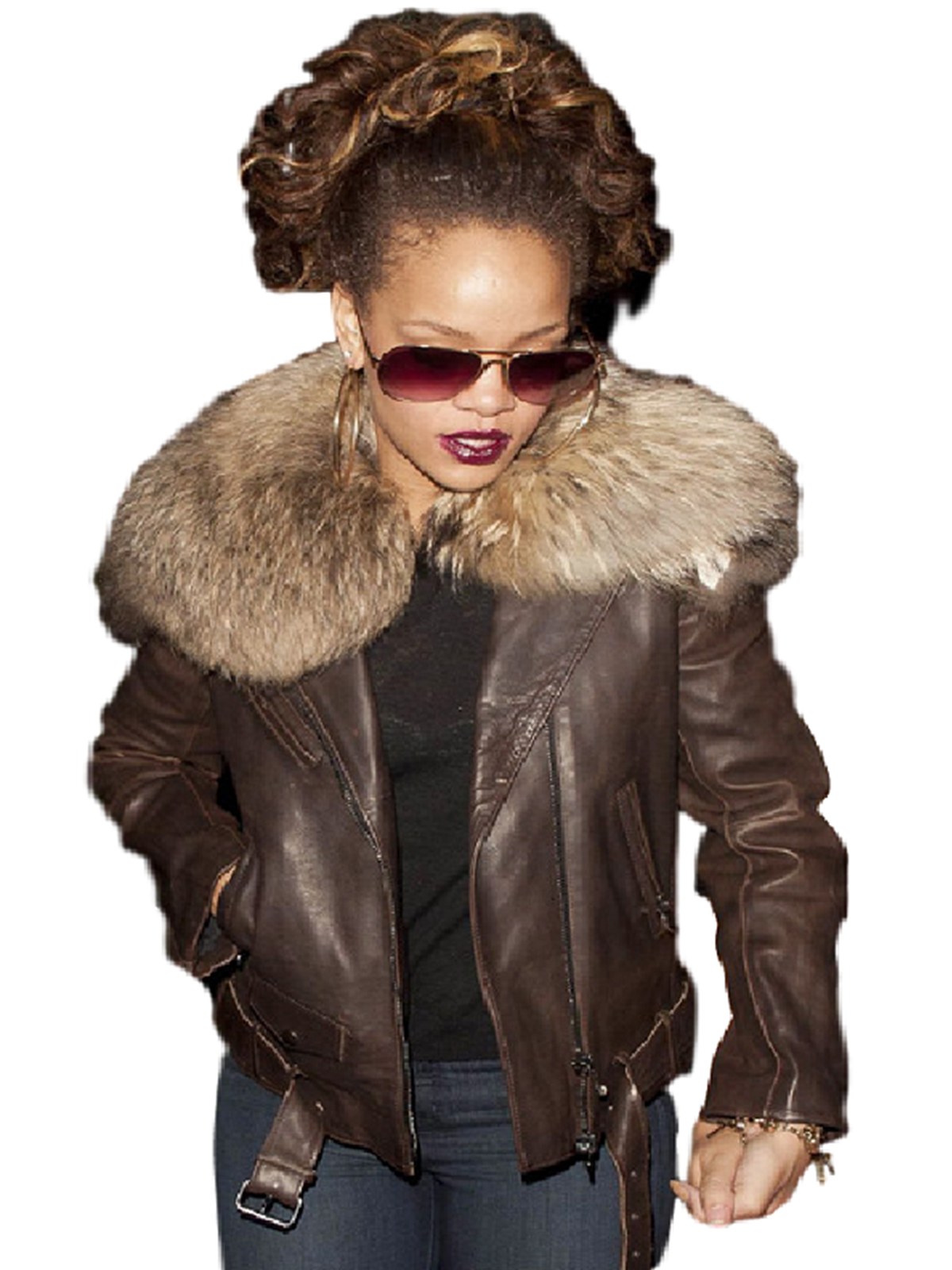Rihanna Raccoon Fur Jacket