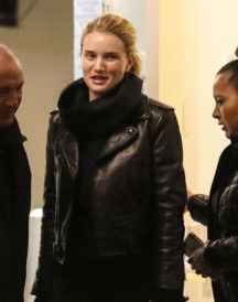 Rosie Huntington Stylish Leather Jacket