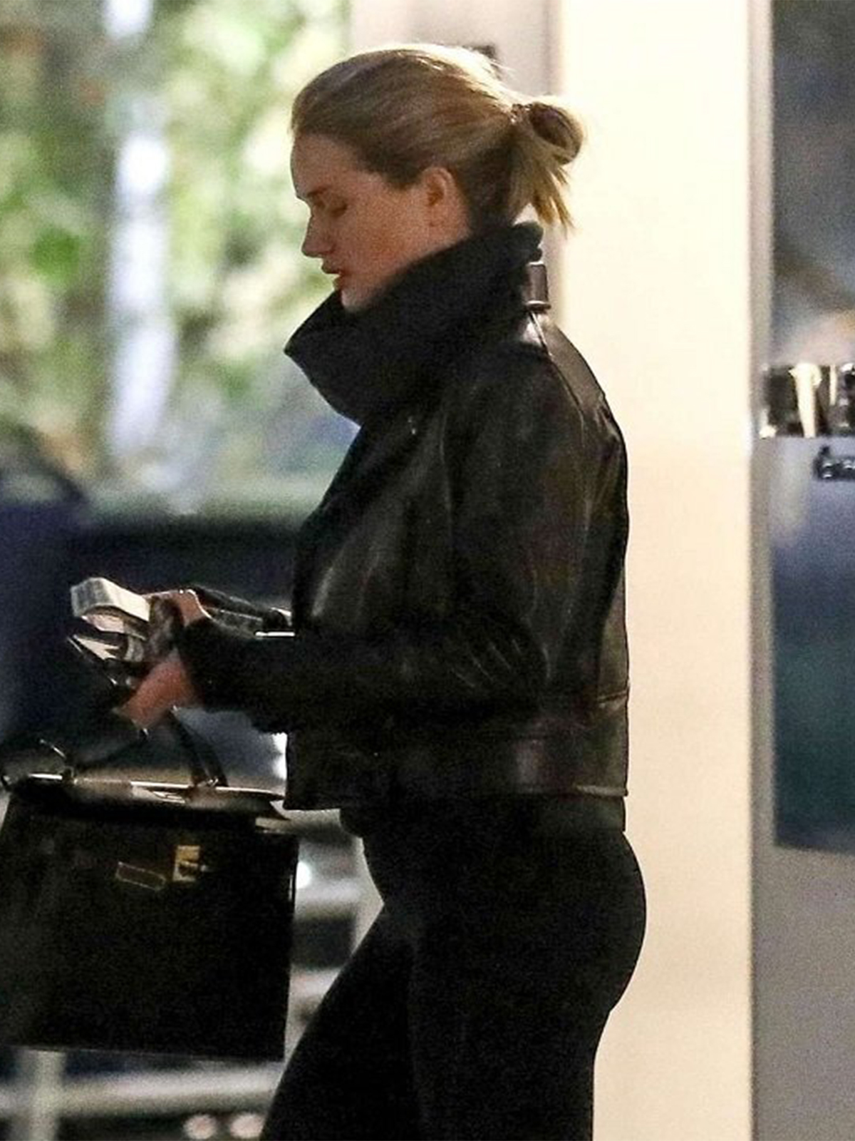 Rosie Huntington Stylish Leather Jacket