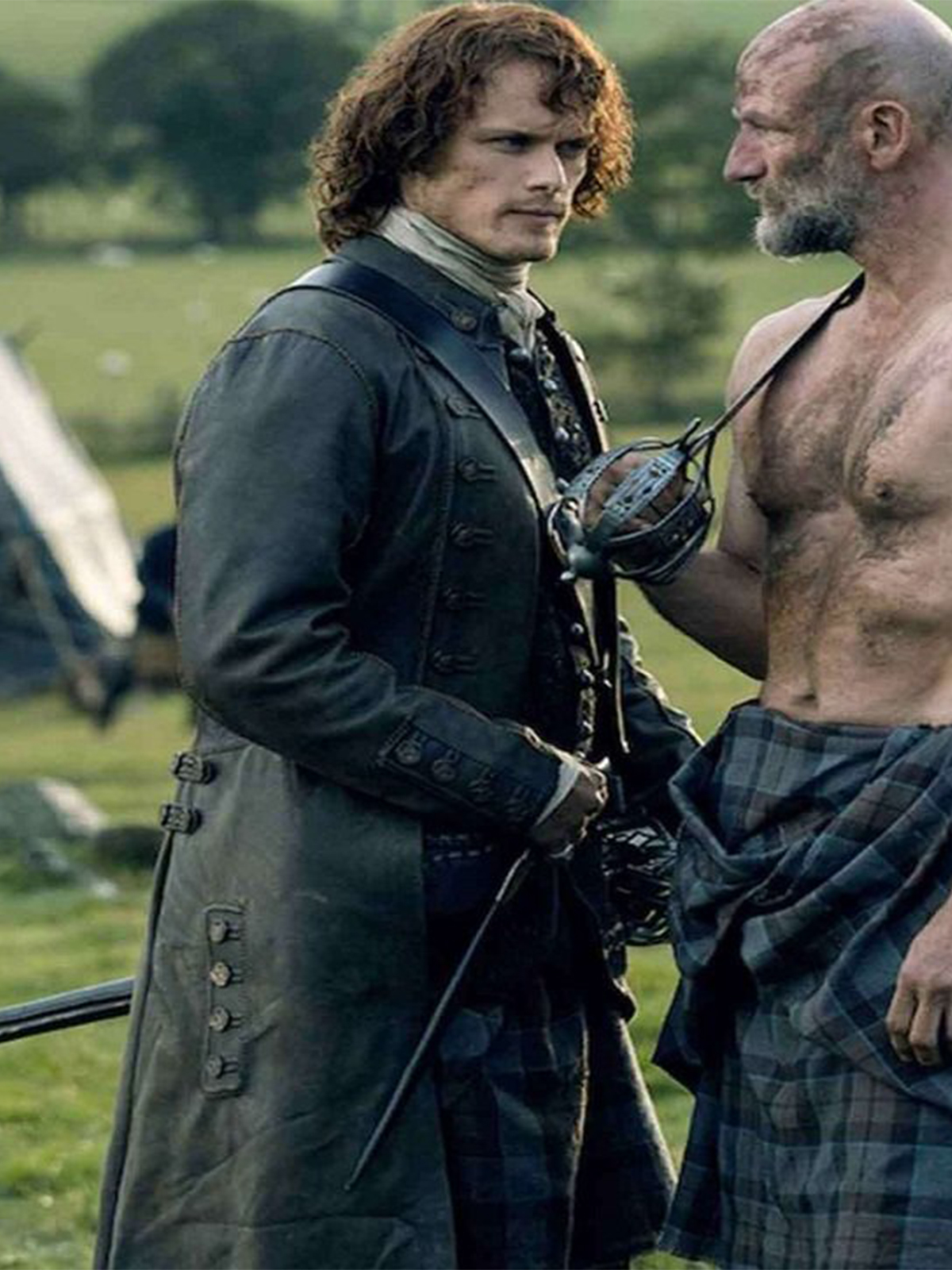 Sam Heughan Outlander Leather Long Coat
