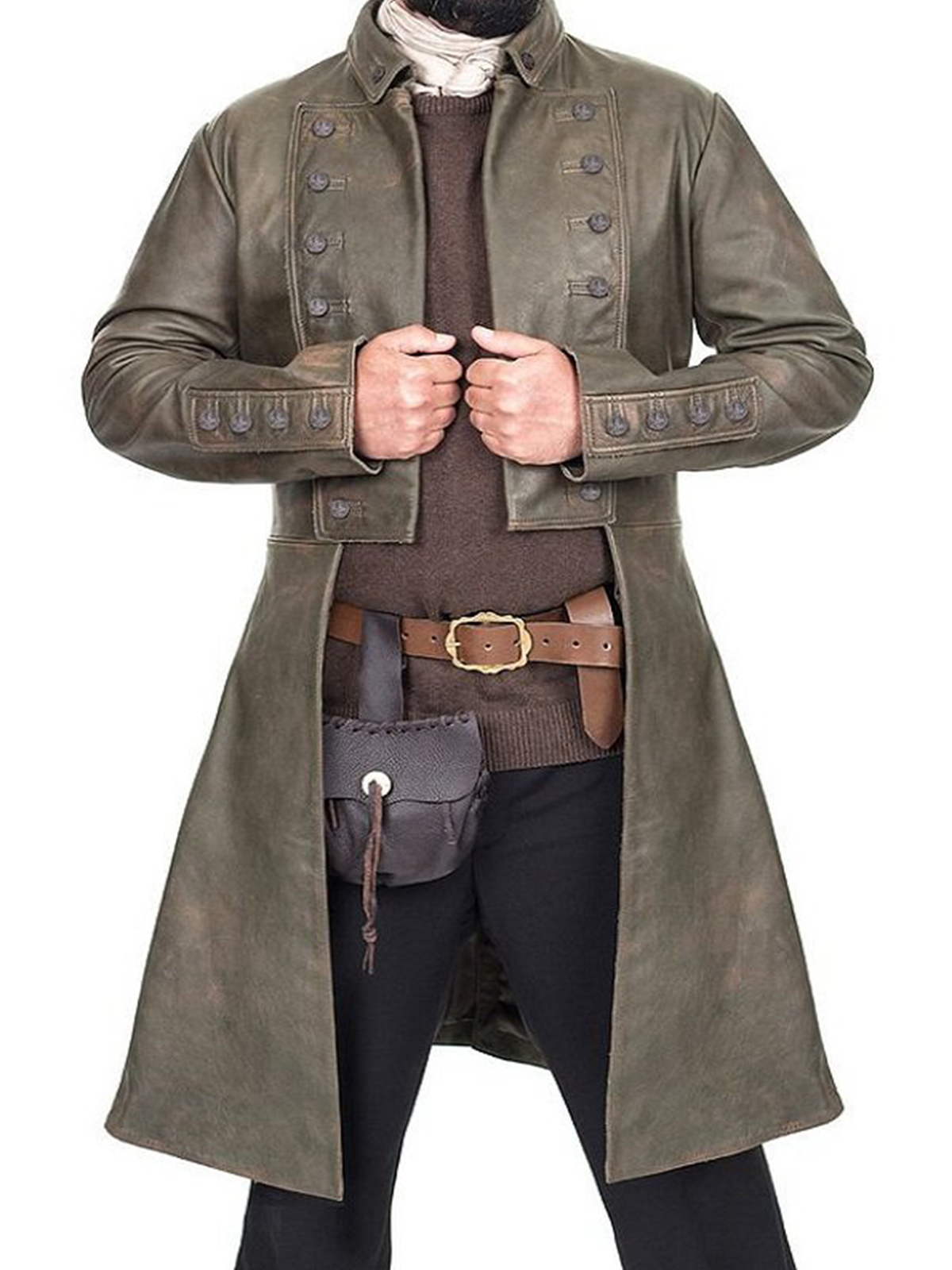 Sam Heughan Outlander Leather Long Coat