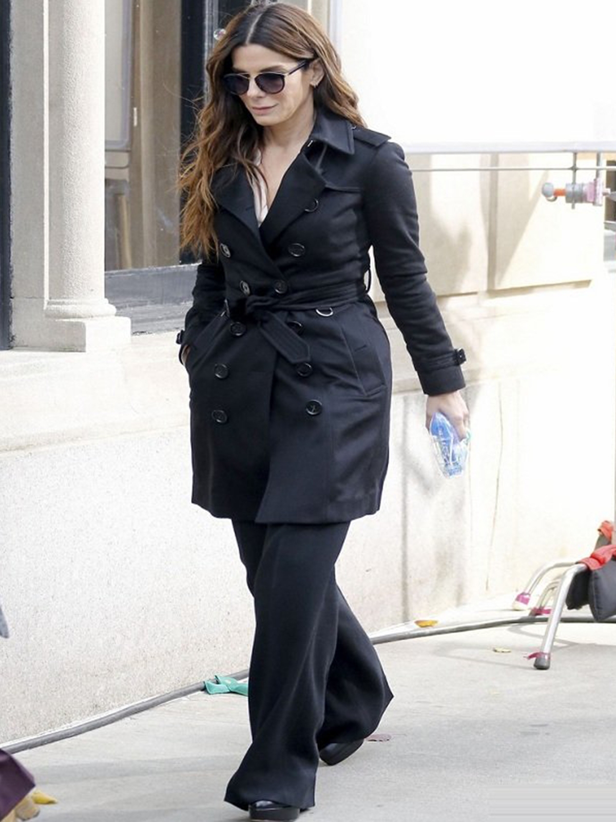 Sandra Bullock Street Black Coat