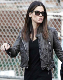 Sandro Bullock Stylish Black Leather Jacket