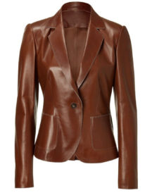 Shiny Brown Colors Women leather blazer