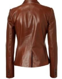 Shiny Brown Women leather blazer