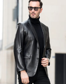 Shiny Mens Black Leather Jacket