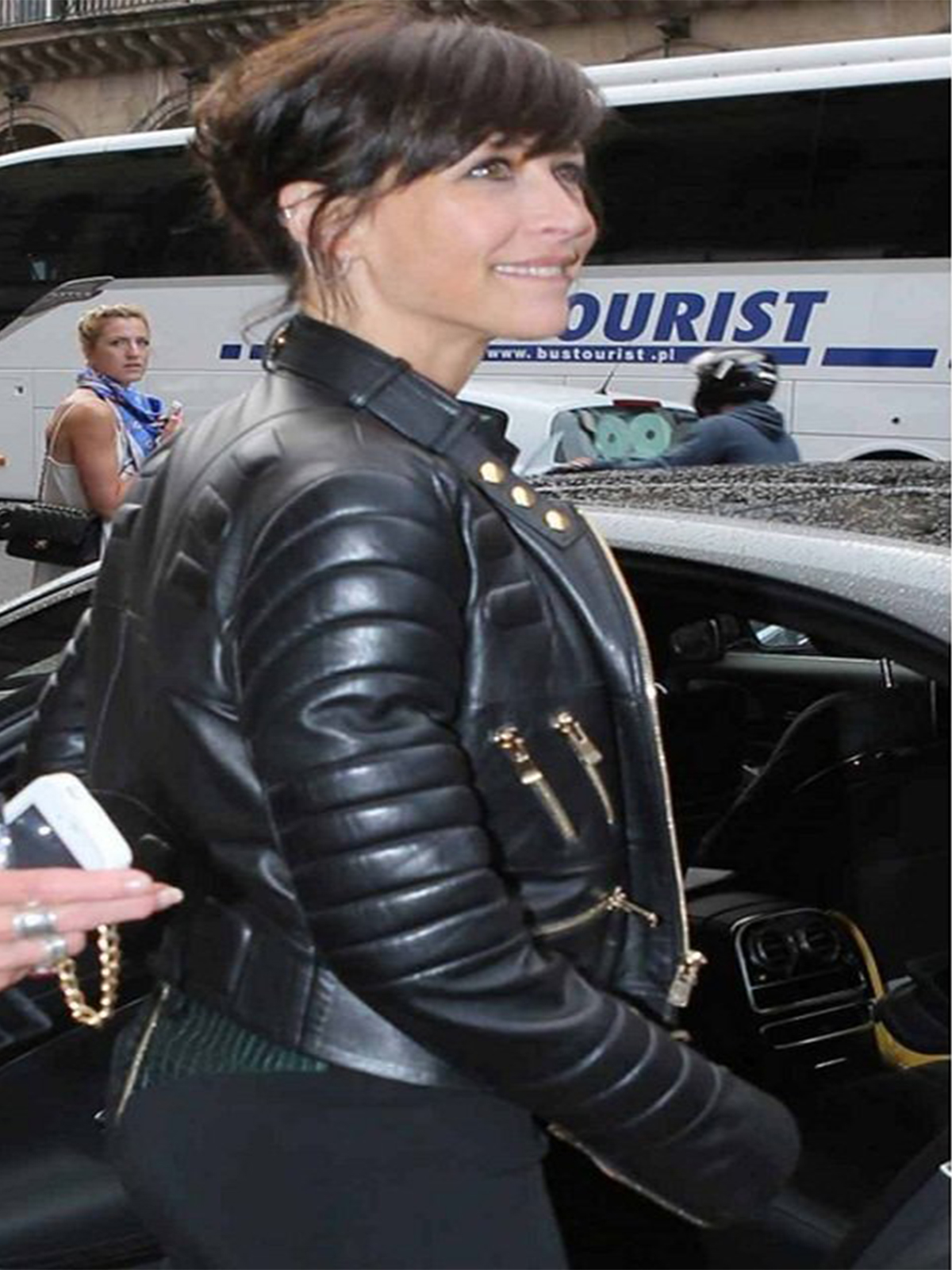 Sophie Marceau Black Leather Jacket